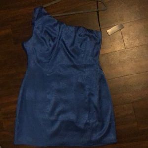 Lulu’s blue satin one shoulder mini dress size XL